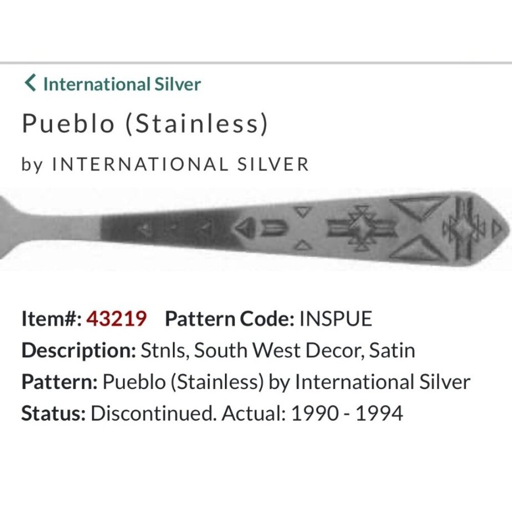 Vintage International Silver Pueblo Stainless Set 4 Soup spoons flatware Satin